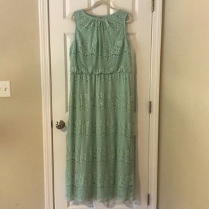 Mint green lace maxi dress